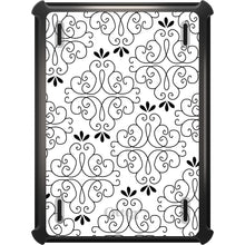 DistinctInk™ OtterBox Defender Series Case for Apple iPad / iPad Pro / iPad Air / iPad Mini - Black White Floral Pattern