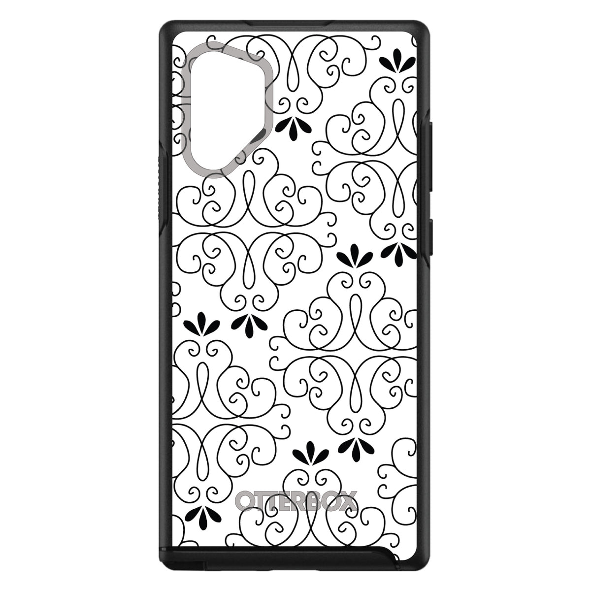 Black White Floral Pattern OtterBox Symmetry Case for iPhone & Galaxy, view 12