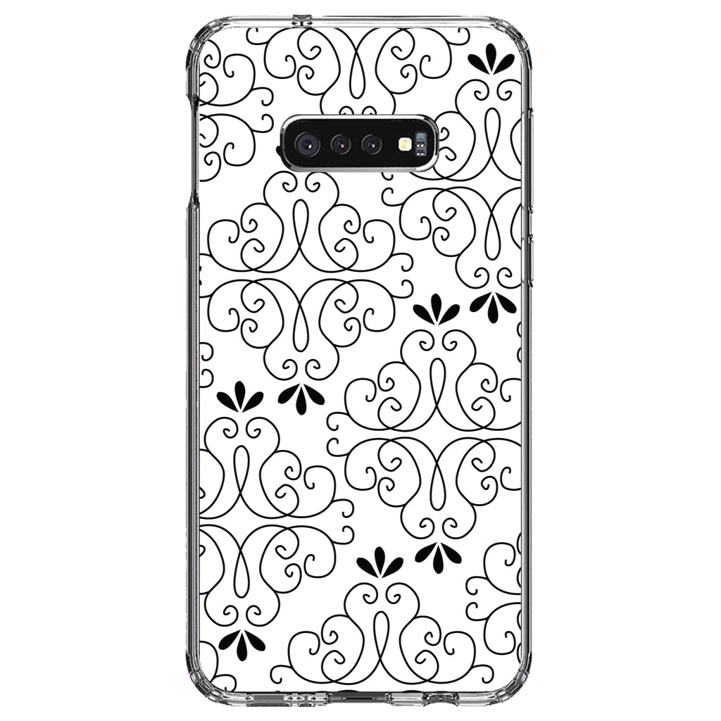 Black White Floral Pattern Clear Shockproof iPhone Case, view 18