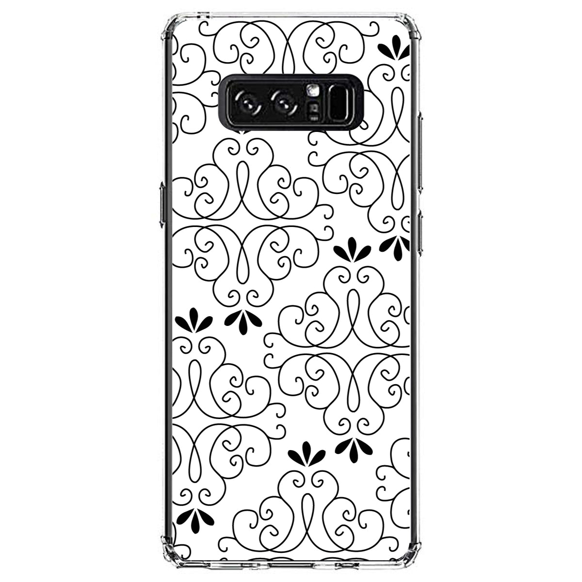 Black White Floral Pattern Clear Shockproof iPhone Case, view 12