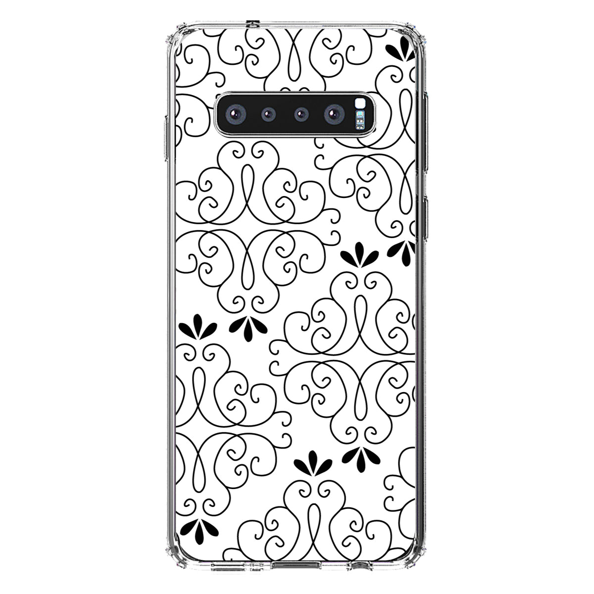 Black White Floral Pattern Clear Shockproof iPhone Case, view 17