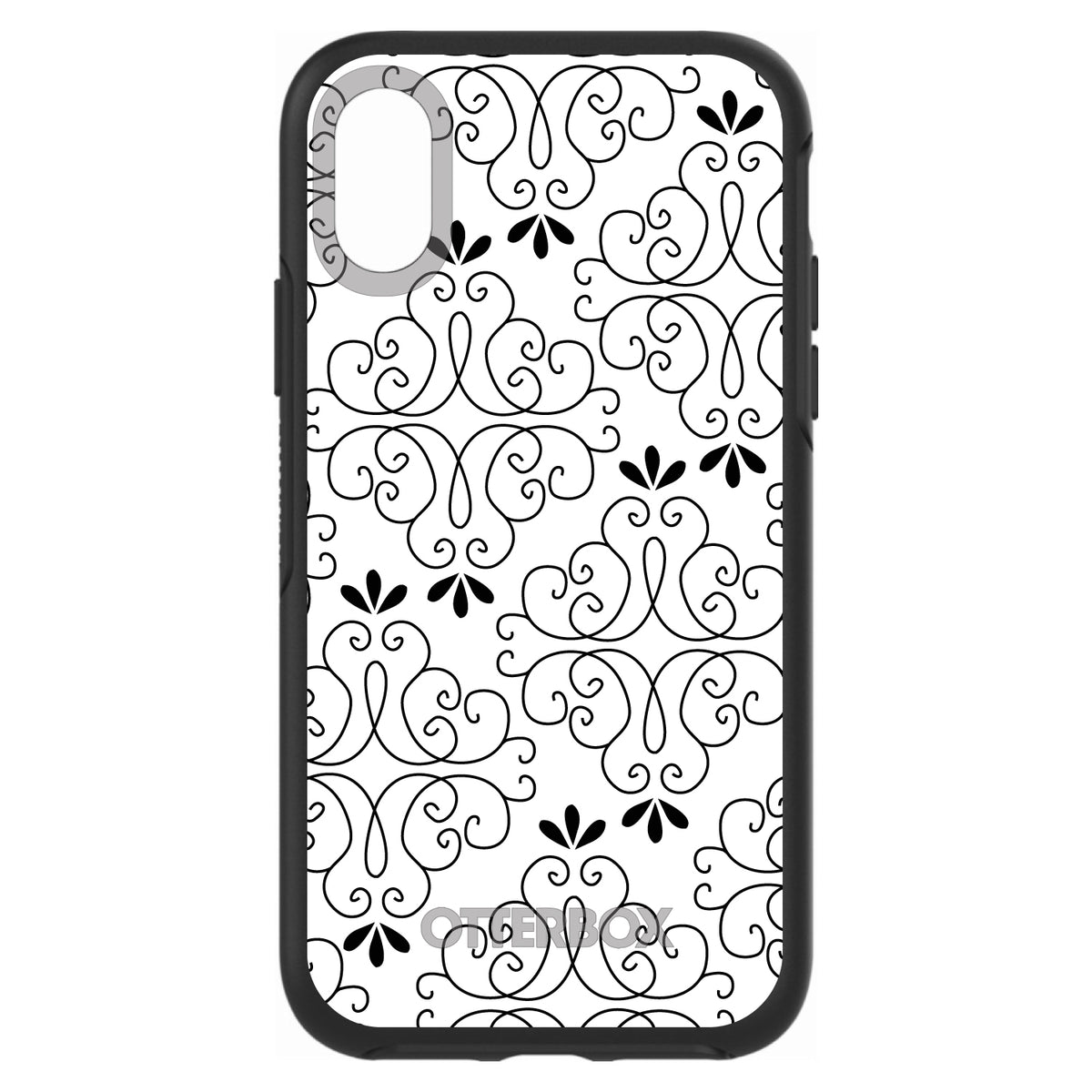 Black White Floral Pattern OtterBox Symmetry Case for iPhone & Galaxy, view 4