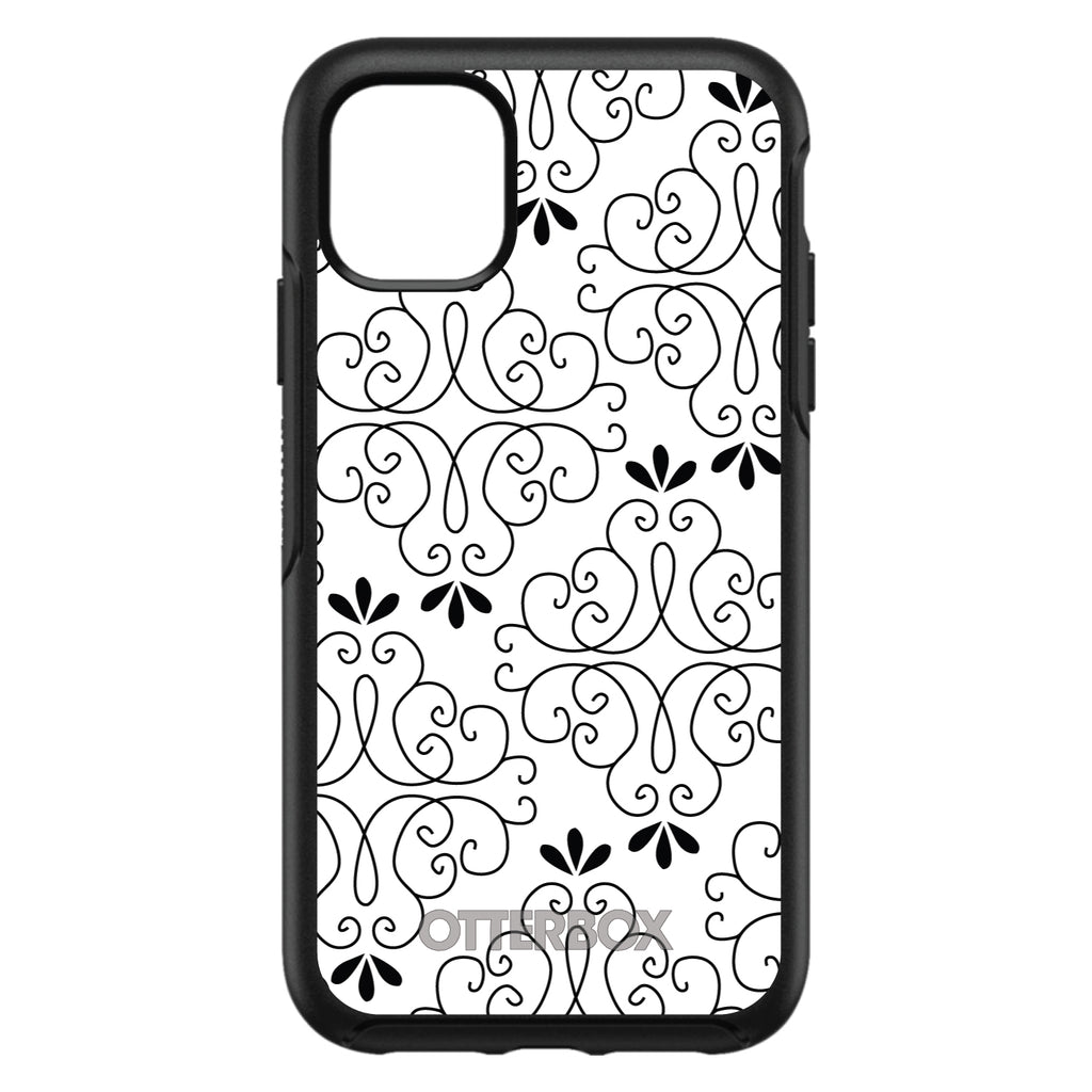 Black White Floral Pattern OtterBox Symmetry Case for iPhone & Galaxy