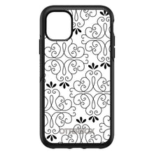 DistinctInk™ OtterBox Symmetry Series Case for Apple iPhone / Samsung Galaxy / Google Pixel - Black White Floral Pattern