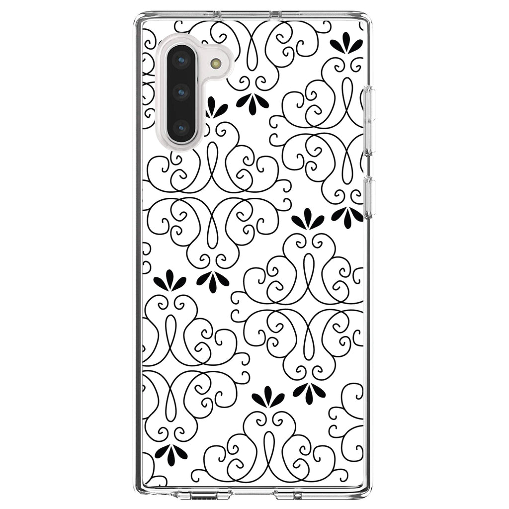 Black White Floral Pattern Clear Shockproof iPhone Case, view 9
