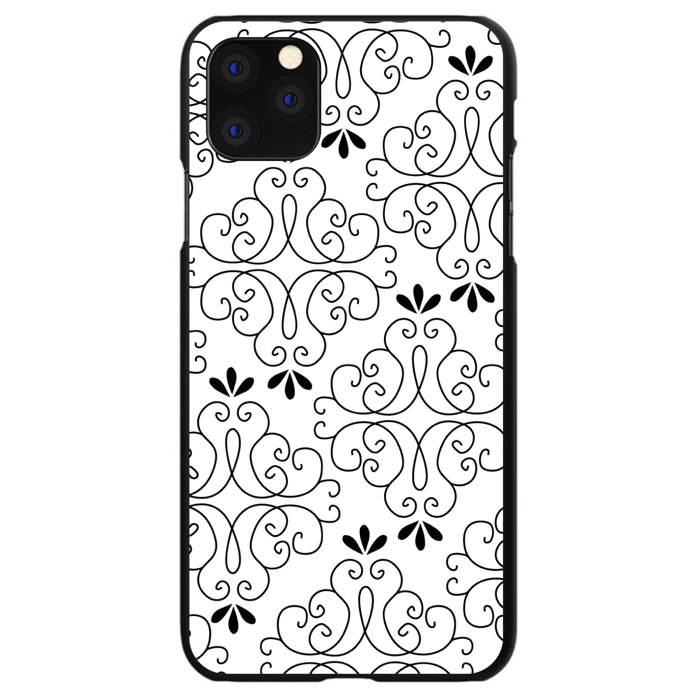 DistinctInk® Hard Plastic Snap-On Case for Apple iPhone or Samsung Galaxy - Black White Floral Pattern