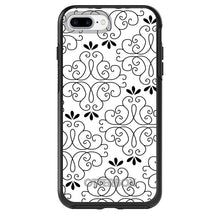 DistinctInk™ OtterBox Symmetry Series Case for Apple iPhone / Samsung Galaxy / Google Pixel - Black White Floral Pattern