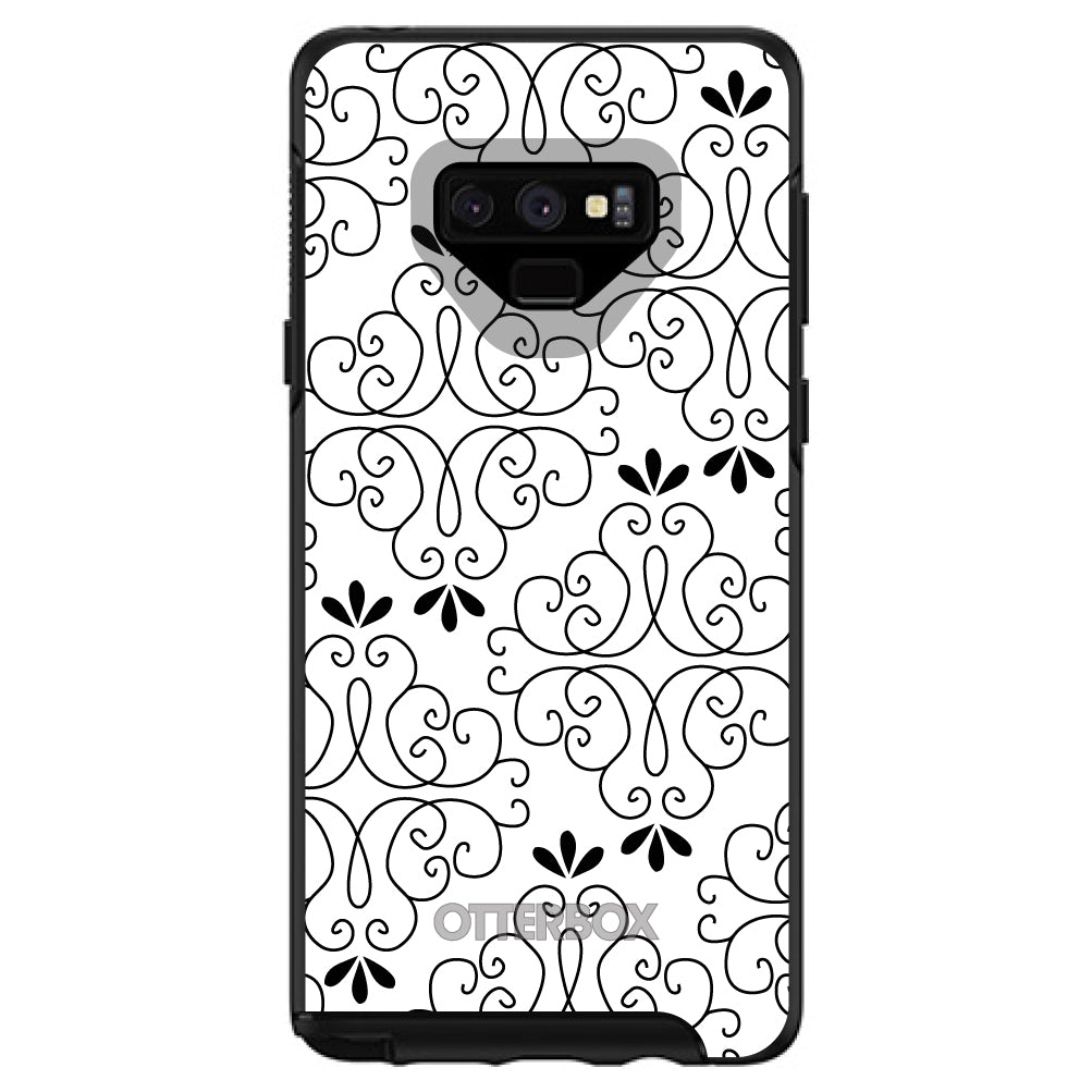 Black White Floral Pattern OtterBox Symmetry Case for iPhone & Galaxy, view 13