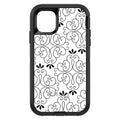 Black White Floral Pattern OtterBox Defender Case for iPhone & Galaxy, view 2