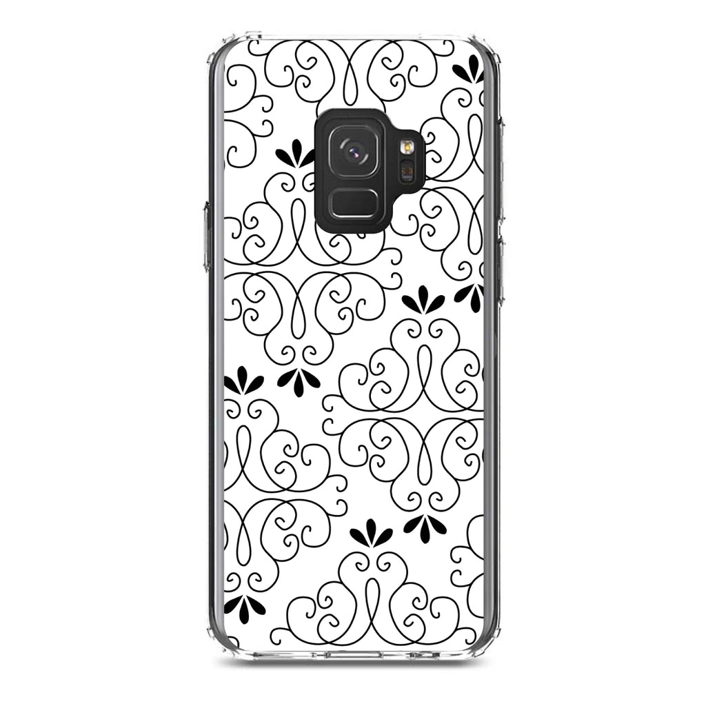 Black White Floral Pattern Clear Shockproof iPhone Case, view 19