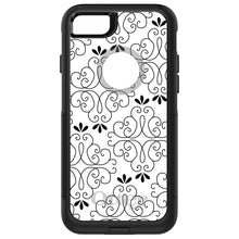 DistinctInk™ OtterBox Commuter Series Case for Apple iPhone or Samsung Galaxy - Black White Floral Pattern