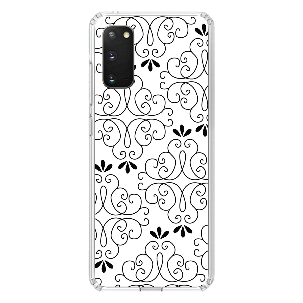 Black White Floral Pattern Clear Shockproof iPhone Case, view 13