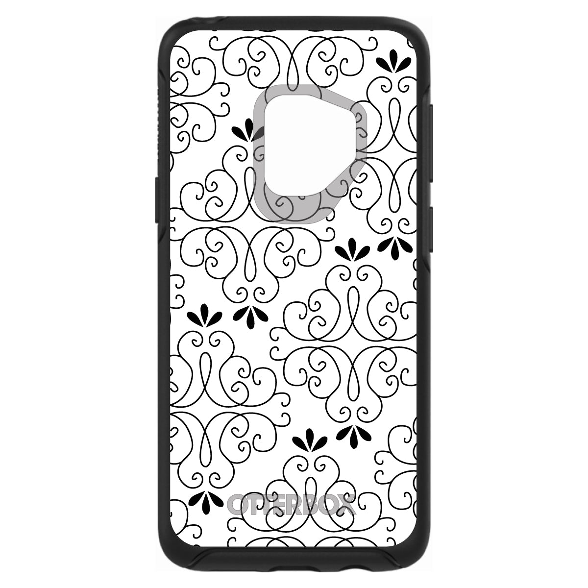 Black White Floral Pattern OtterBox Symmetry Case for iPhone & Galaxy, view 8