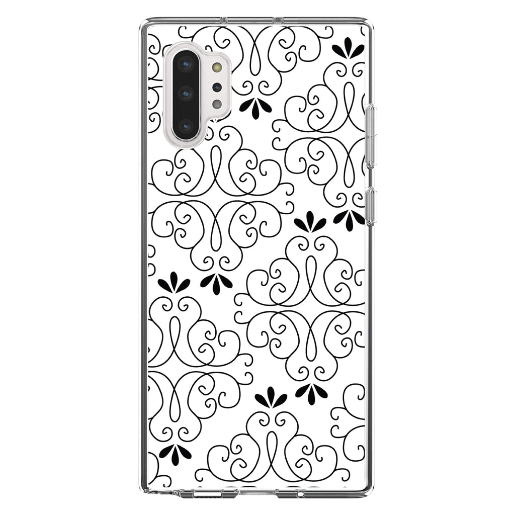 Black White Floral Pattern Clear Shockproof iPhone Case, view 10