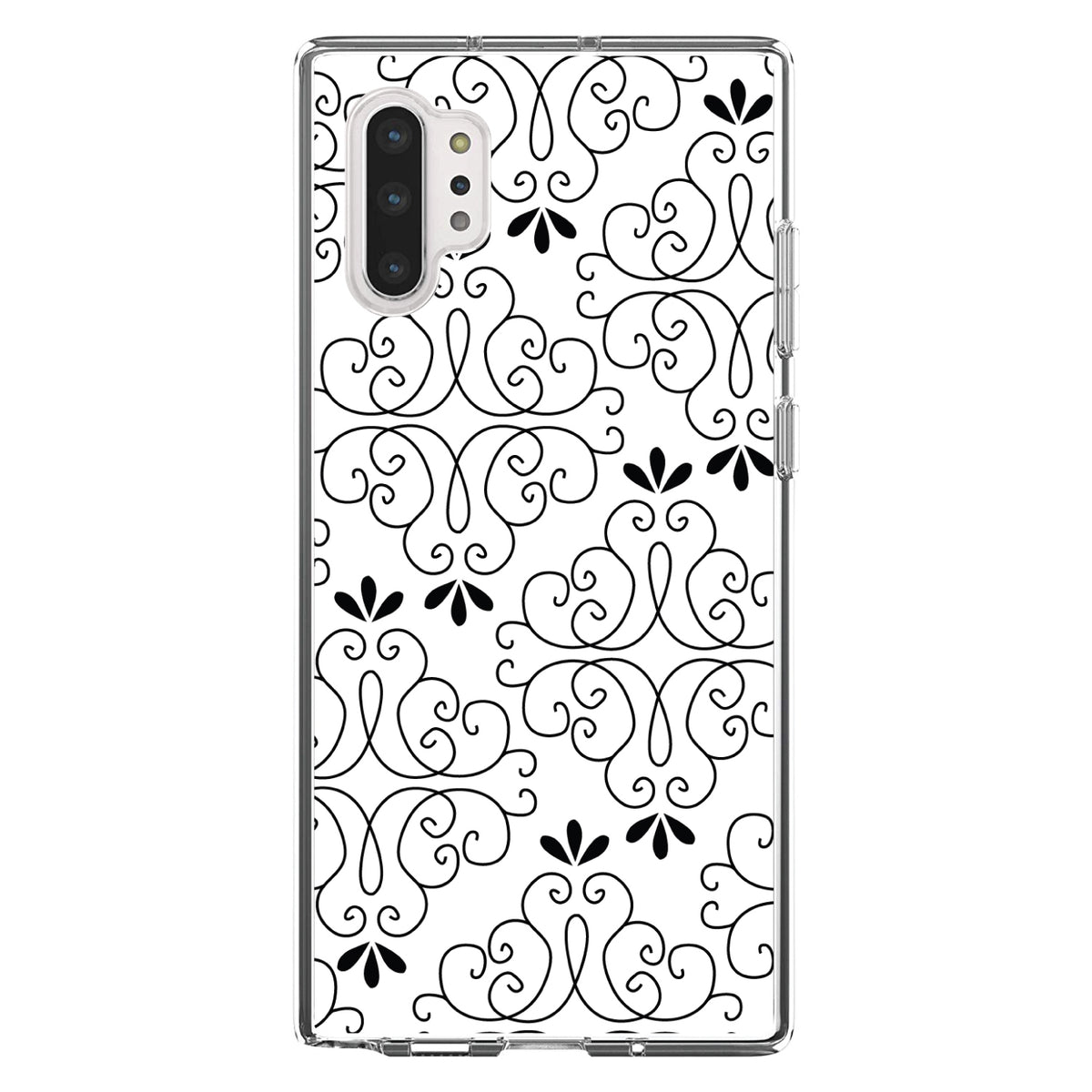 Black White Floral Pattern Clear Shockproof iPhone Case, view 10