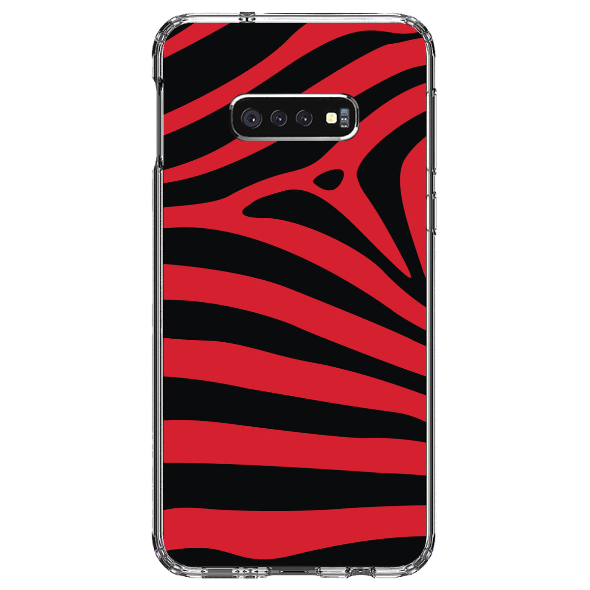 Black Red Zebra Skin Stripes Clear Shockproof iPhone Case, view 18