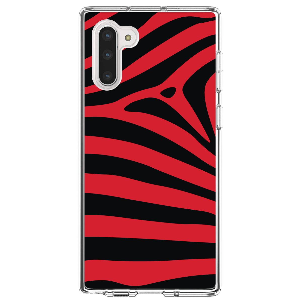 Black Red Zebra Skin Stripes Clear Shockproof iPhone Case, view 9
