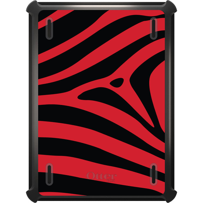 DistinctInk™ OtterBox Defender Series Case for Apple iPad / iPad Pro / iPad Air / iPad Mini - Black Red Zebra Skin Stripes