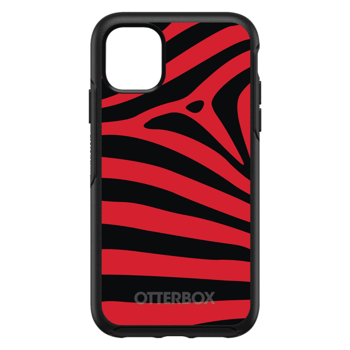 DistinctInk™ OtterBox Symmetry Series Case for Apple iPhone / Samsung Galaxy / Google Pixel - Black Red Zebra Skin Stripes