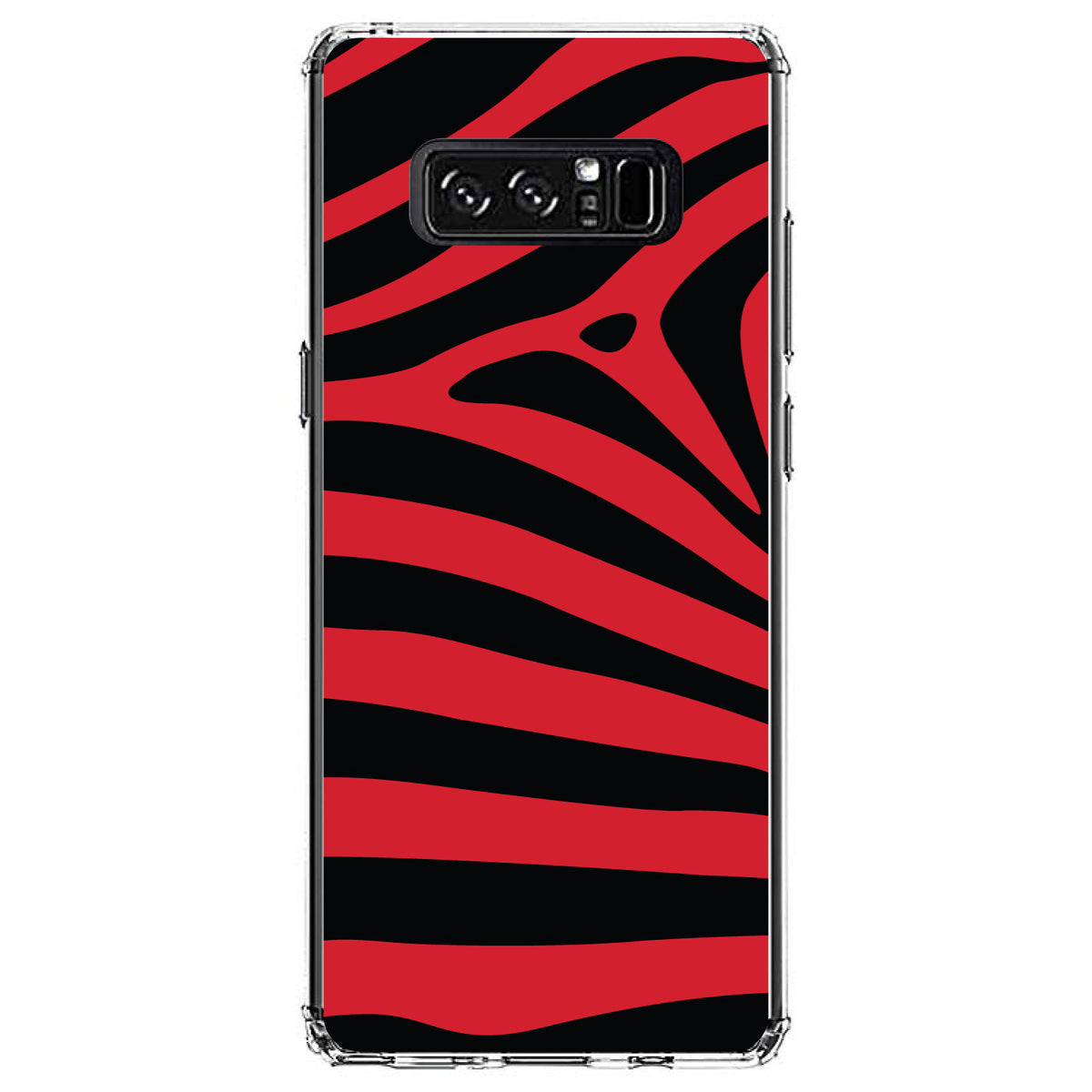 Black Red Zebra Skin Stripes Clear Shockproof iPhone Case, view 12