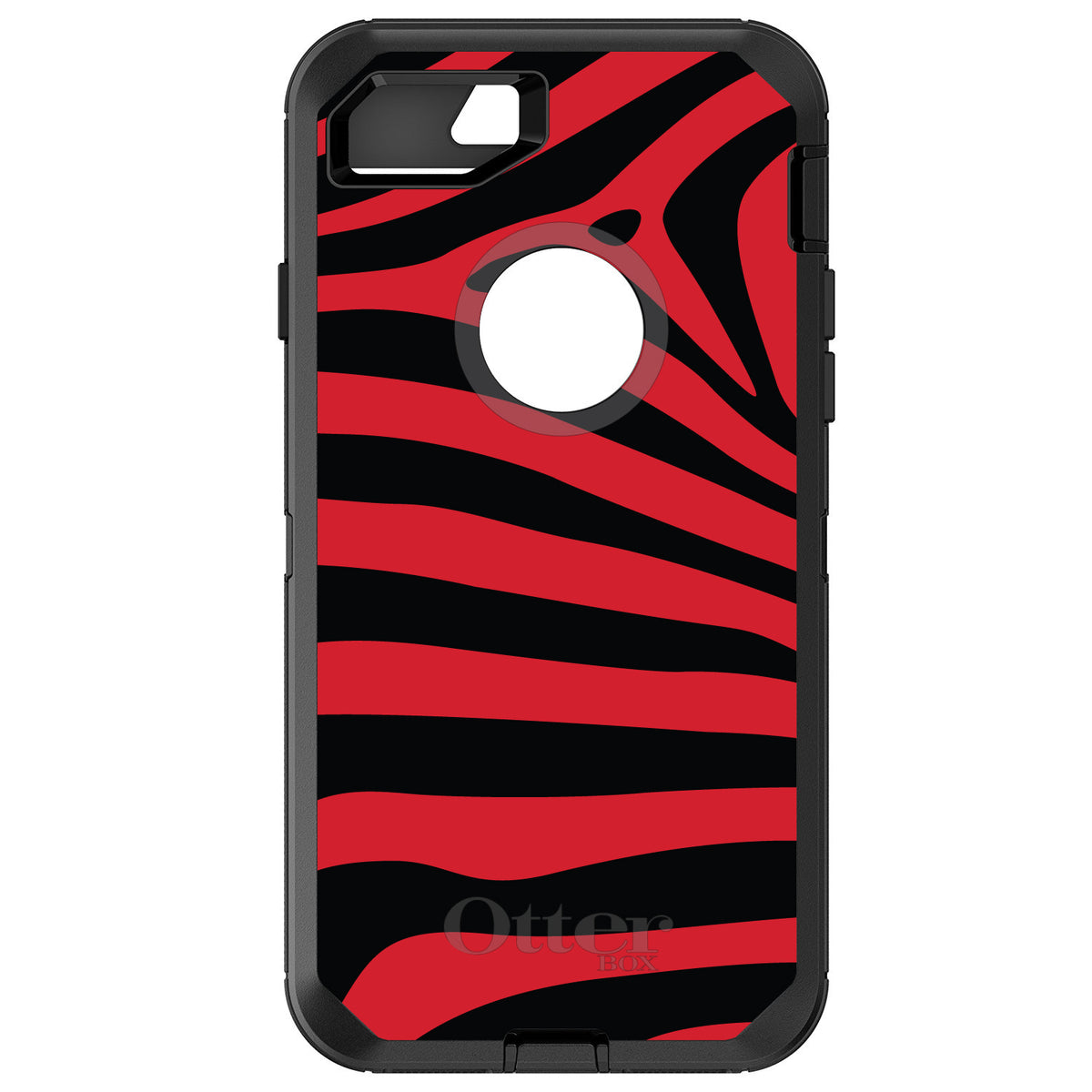 Black Red Zebra Skin Stripes OtterBox Defender Case for iPhone & Galaxy
