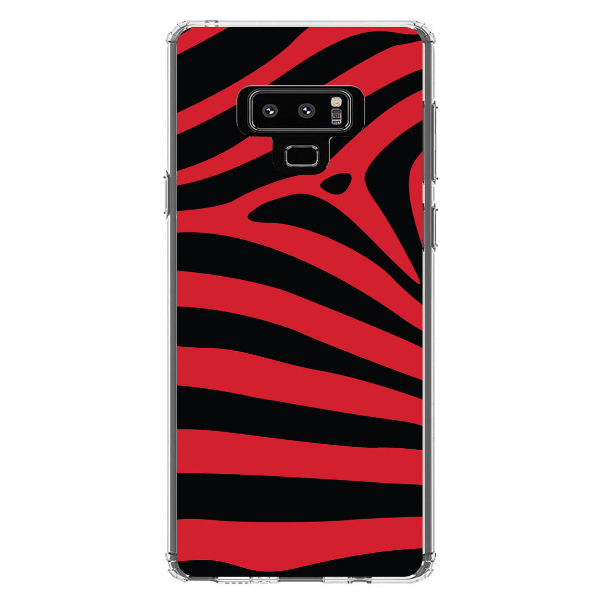 Black Red Zebra Skin Stripes Clear Shockproof iPhone Case, view 11