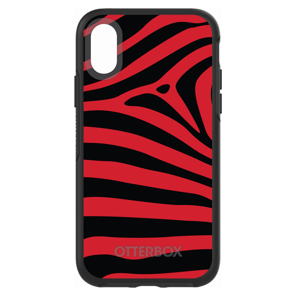 Black Red Zebra Skin Stripes OtterBox Symmetry Case for iPhone & Galaxy, view 4
