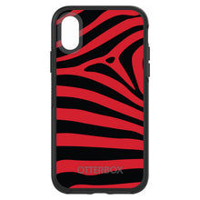 DistinctInk™ OtterBox Symmetry Series Case for Apple iPhone / Samsung Galaxy / Google Pixel - Black Red Zebra Skin Stripes
