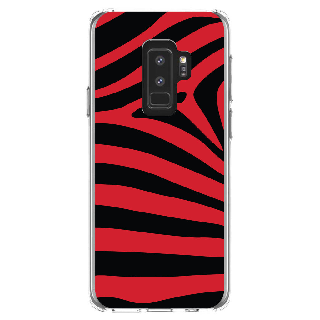Black Red Zebra Skin Stripes Clear Shockproof iPhone Case, view 20