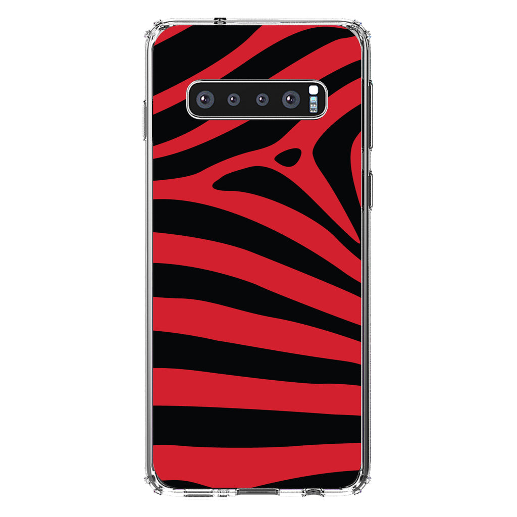 Black Red Zebra Skin Stripes Clear Shockproof iPhone Case, view 16