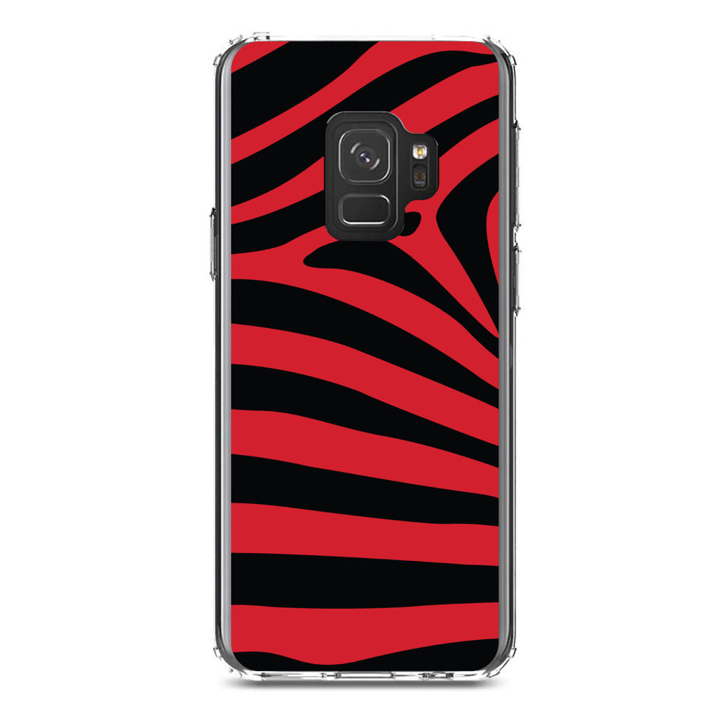 Black Red Zebra Skin Stripes Clear Shockproof iPhone Case, view 19
