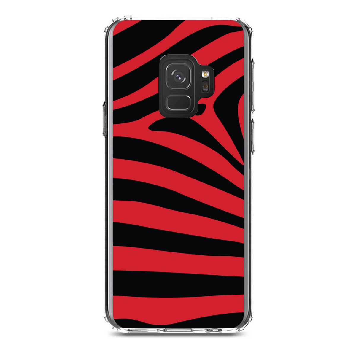 Black Red Zebra Skin Stripes Clear Shockproof iPhone Case, view 19