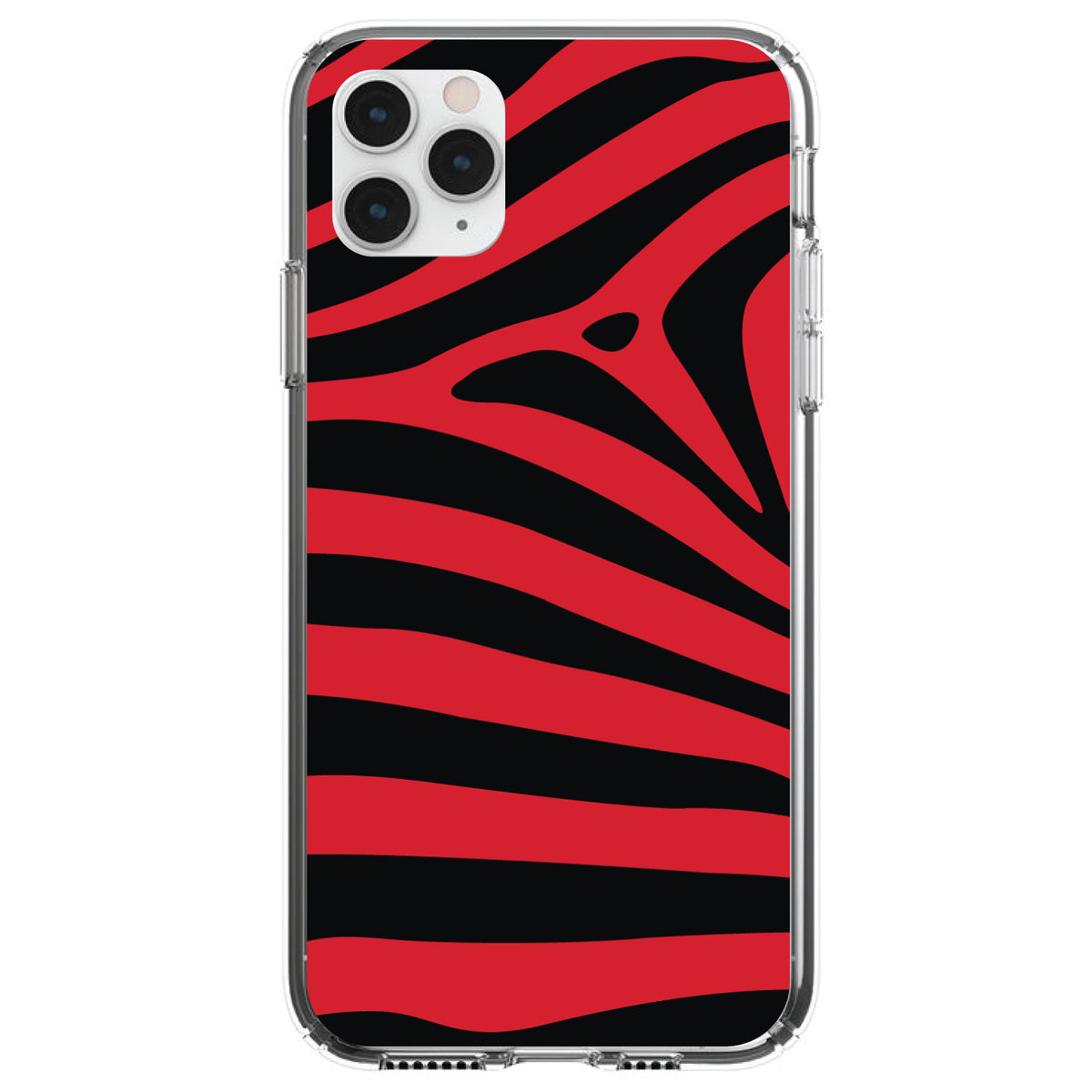 Black Red Zebra Skin Stripes Clear Shockproof iPhone Case