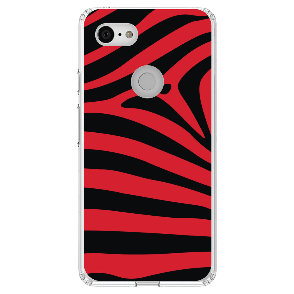 Black Red Zebra Skin Stripes Clear Shockproof iPhone Case, view 21