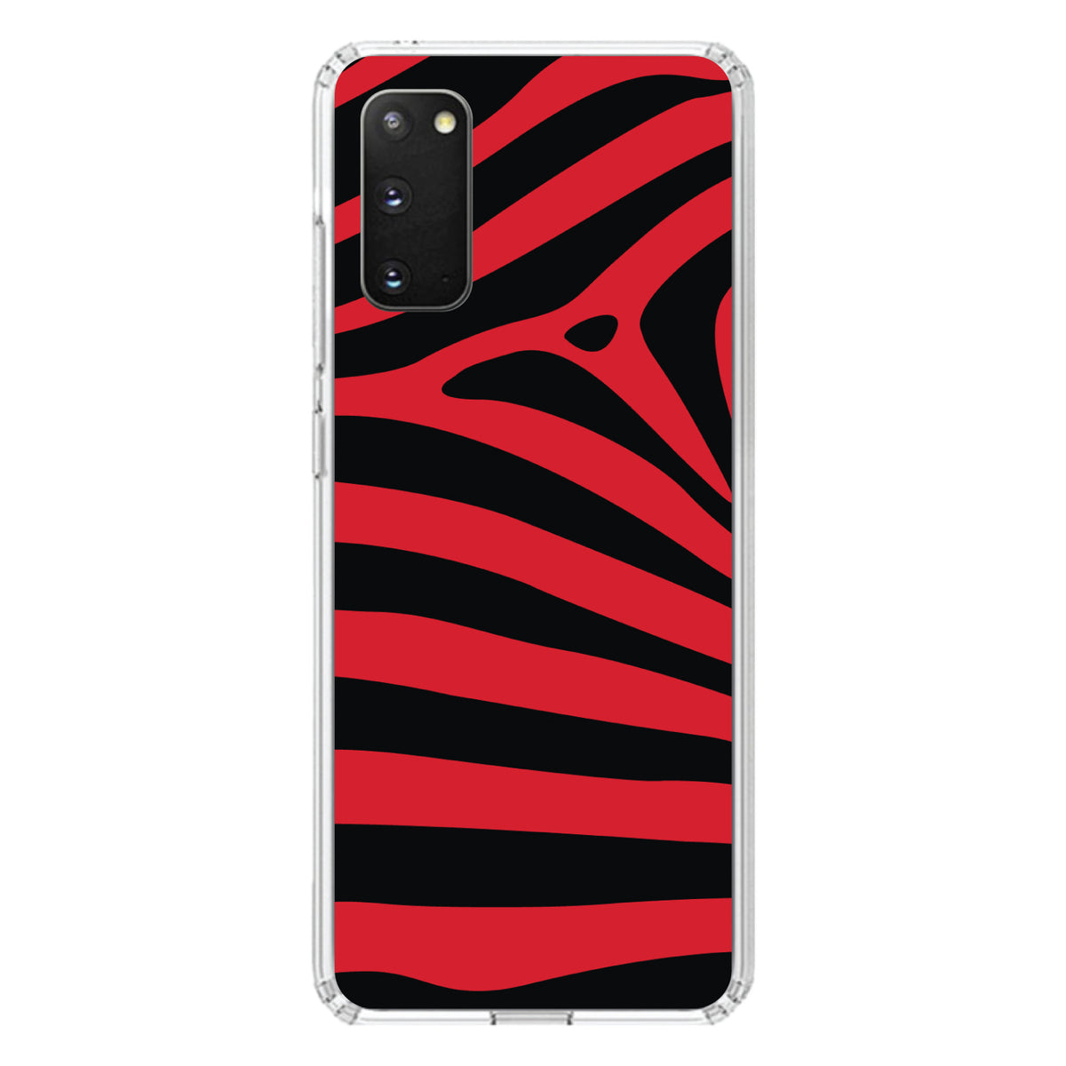Black Red Zebra Skin Stripes Clear Shockproof iPhone Case, view 13