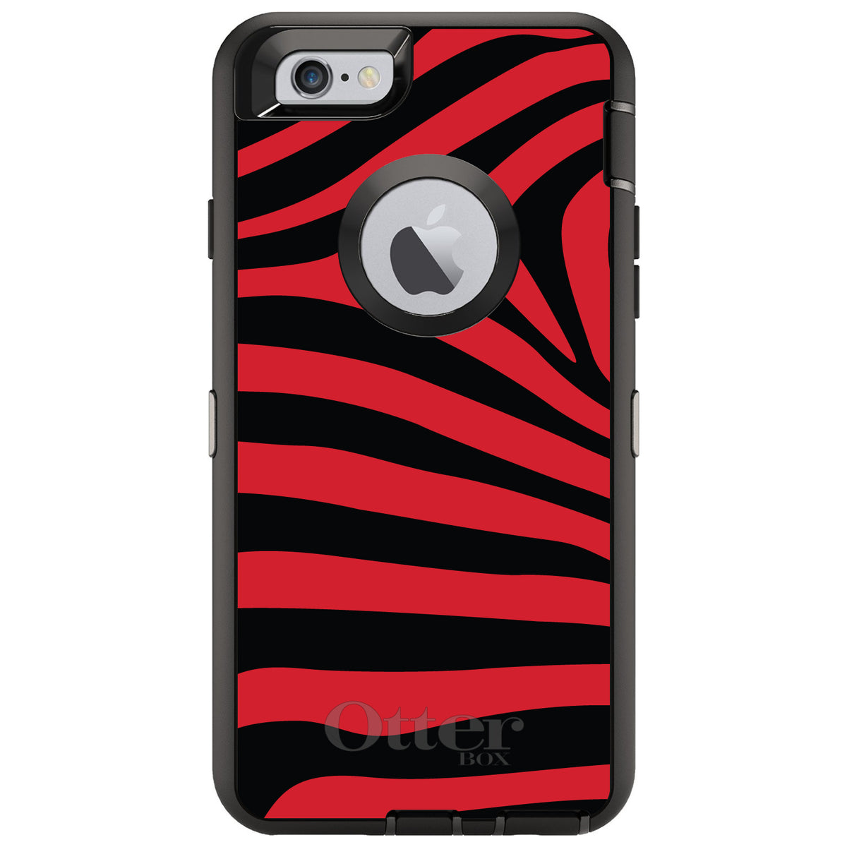 Black Red Zebra Skin Stripes OtterBox Defender Case for iPhone & Galaxy, view 4
