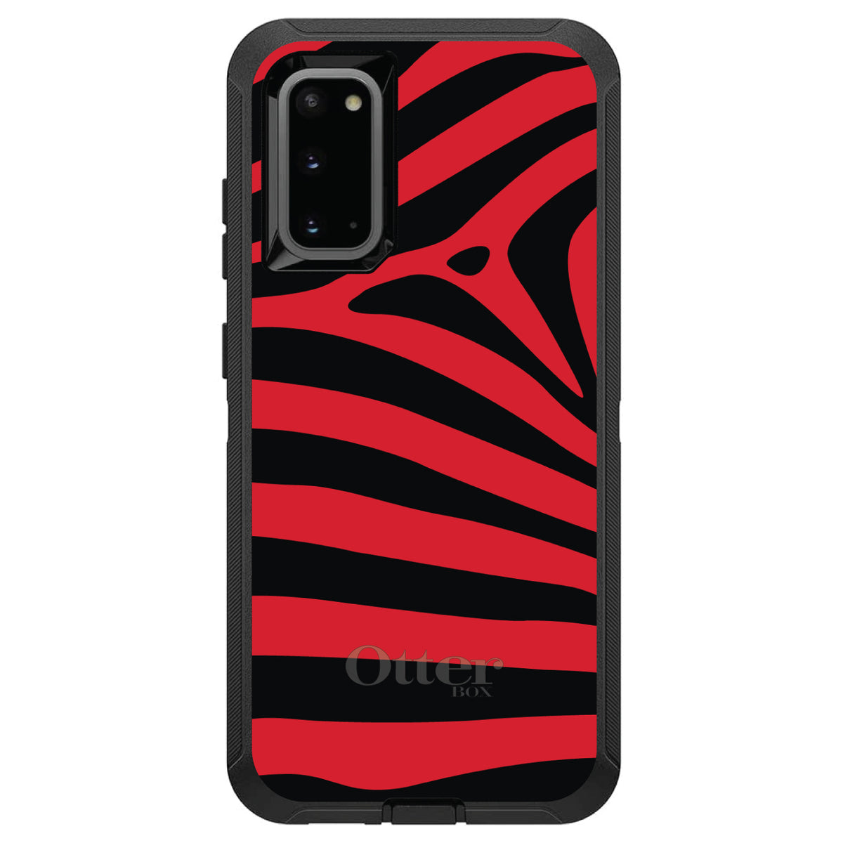 Black Red Zebra Skin Stripes OtterBox Defender Case for iPhone & Galaxy, view 5