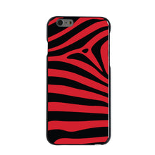 DistinctInk® Hard Plastic Snap-On Case for Apple iPhone or Samsung Galaxy - Black Red Zebra Skin Stripes
