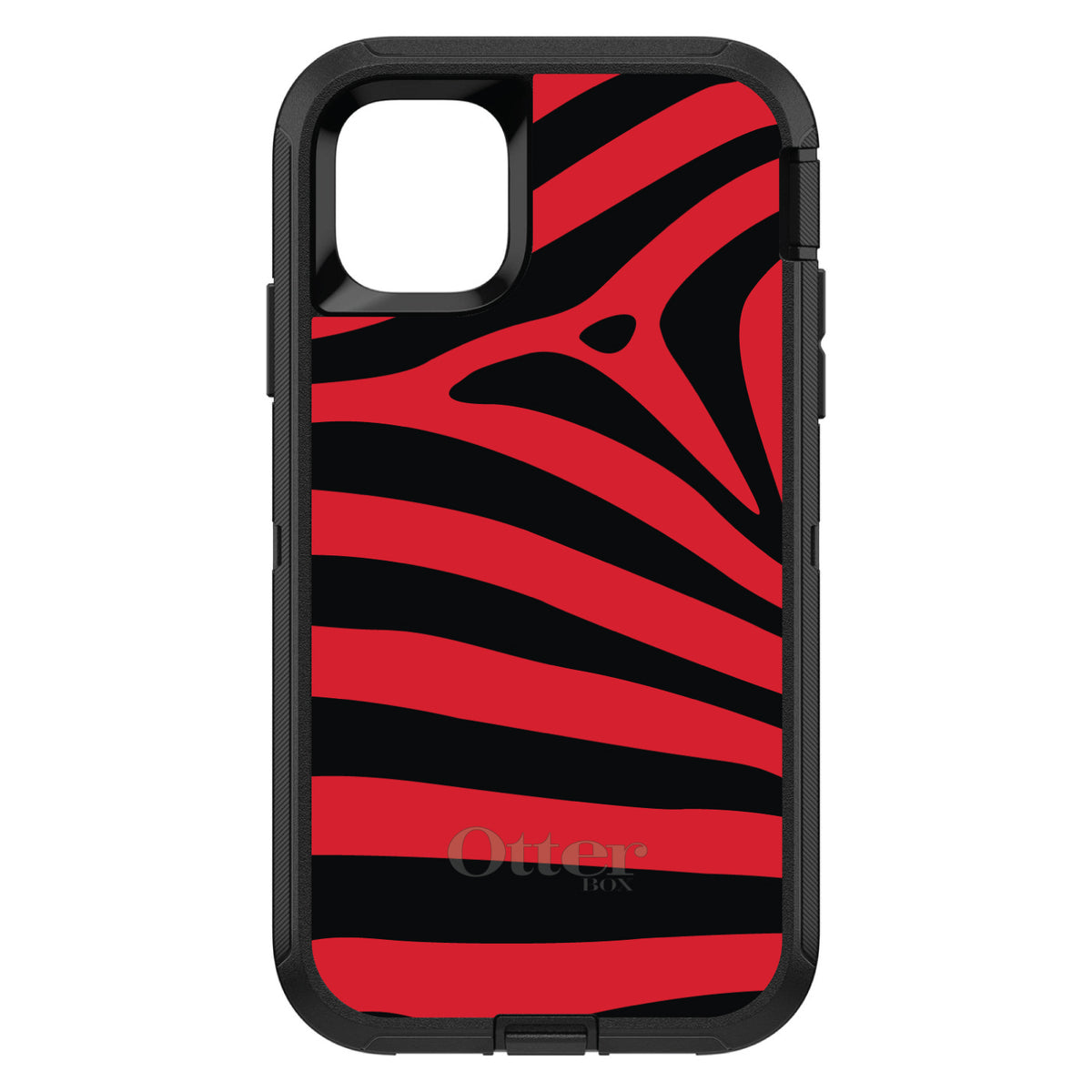 Black Red Zebra Skin Stripes OtterBox Defender Case for iPhone & Galaxy, view 2