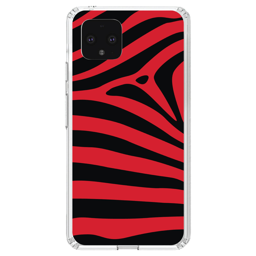 Black Red Zebra Skin Stripes Clear Shockproof iPhone Case, view 23