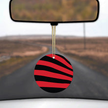 DistinctInk® Hanging Ceramic Christmas Tree Ornament with Gold String - Great Gift / Present - 2 3/4 inch Diameter - Black Red Zebra Skin Stripes