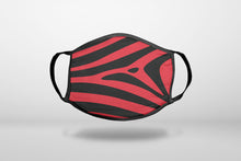 Black Red Zebra Skin Stripes - 3-Ply Reusable Soft Face Mask Covering, Unisex, Cotton Inner Layer