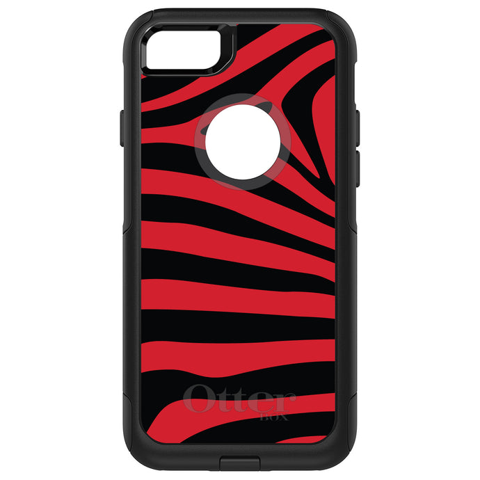 DistinctInk OtterBox Commuter Series Case for Apple iPhone or Samsung Galaxy - Black Red Zebra Skin Stripes