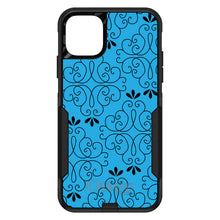DistinctInk™ OtterBox Commuter Series Case for Apple iPhone or Samsung Galaxy - Blue Black Floral Pattern