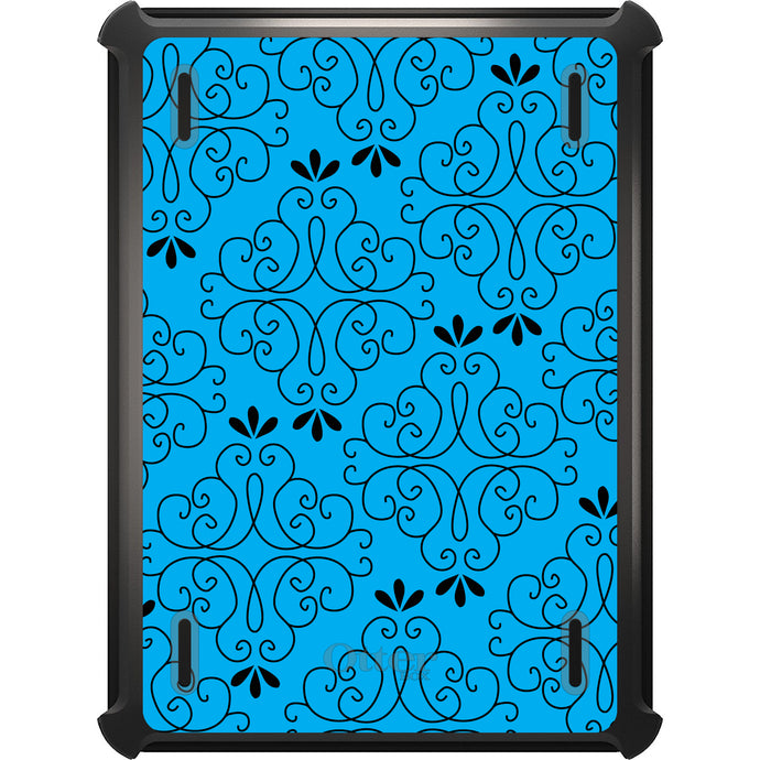 DistinctInk™ OtterBox Defender Series Case for Apple iPad / iPad Pro / iPad Air / iPad Mini - Blue Black Floral Pattern