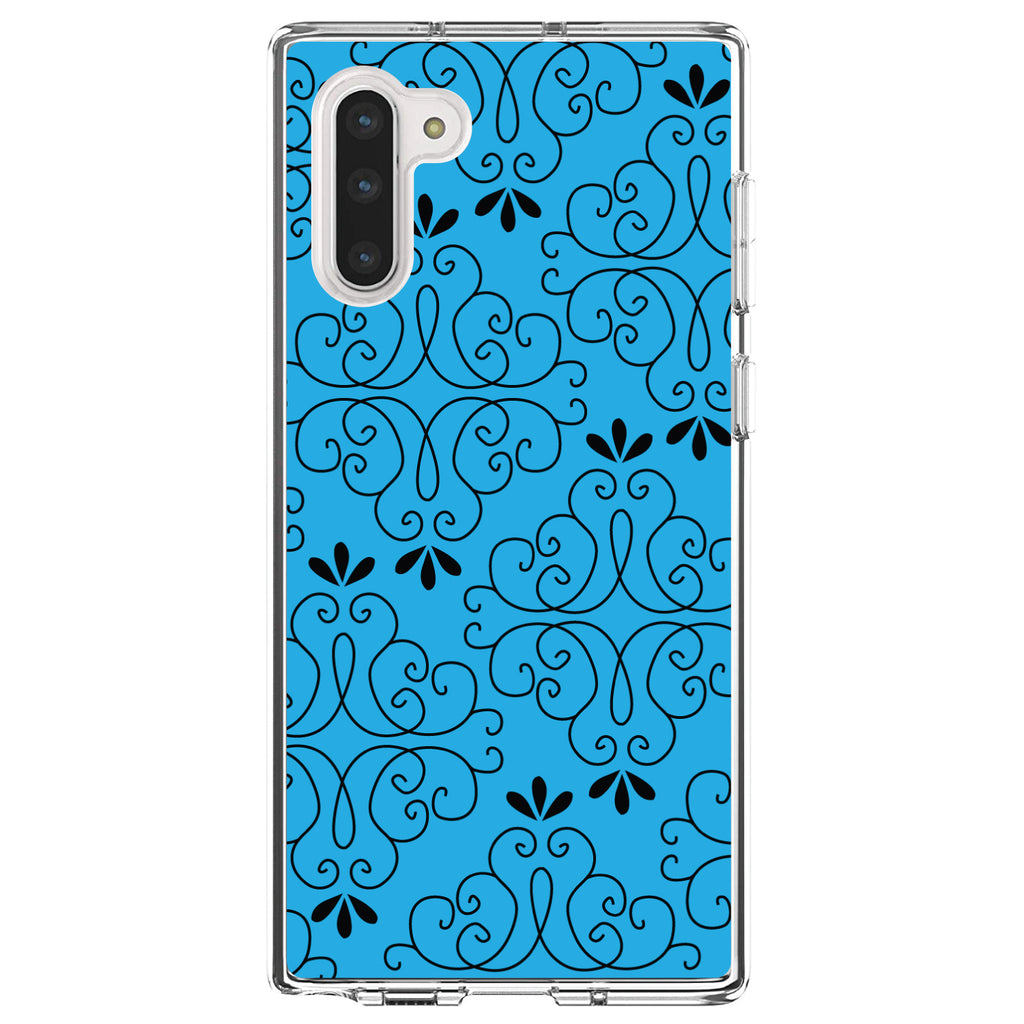 Blue Black Floral Pattern Clear Shockproof iPhone Case, view 9