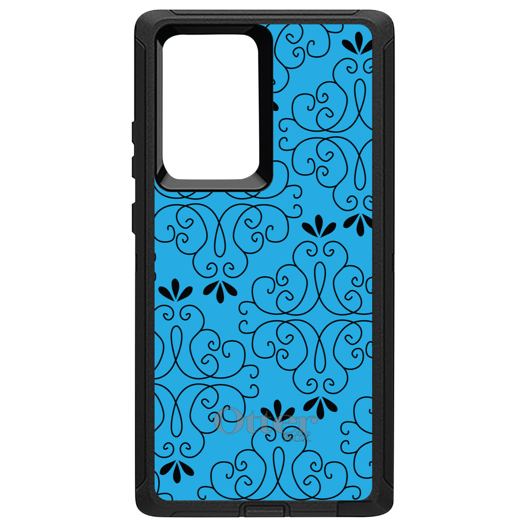 Blue Black Floral Pattern OtterBox Defender Case for iPhone & Galaxy, view 13