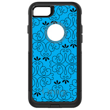 DistinctInk™ OtterBox Commuter Series Case for Apple iPhone or Samsung Galaxy - Blue Black Floral Pattern