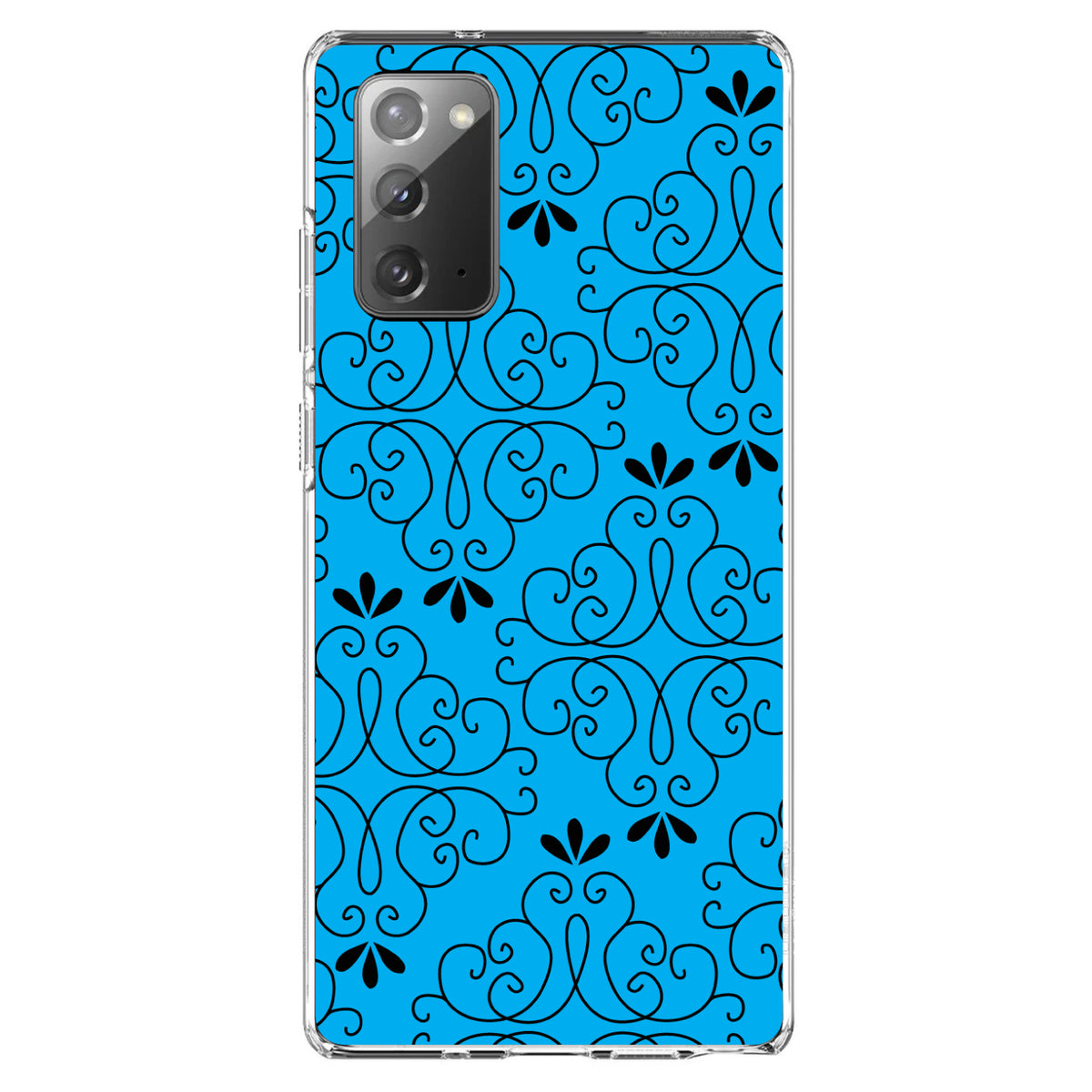 Blue Black Floral Pattern Clear Shockproof iPhone Case, view 8