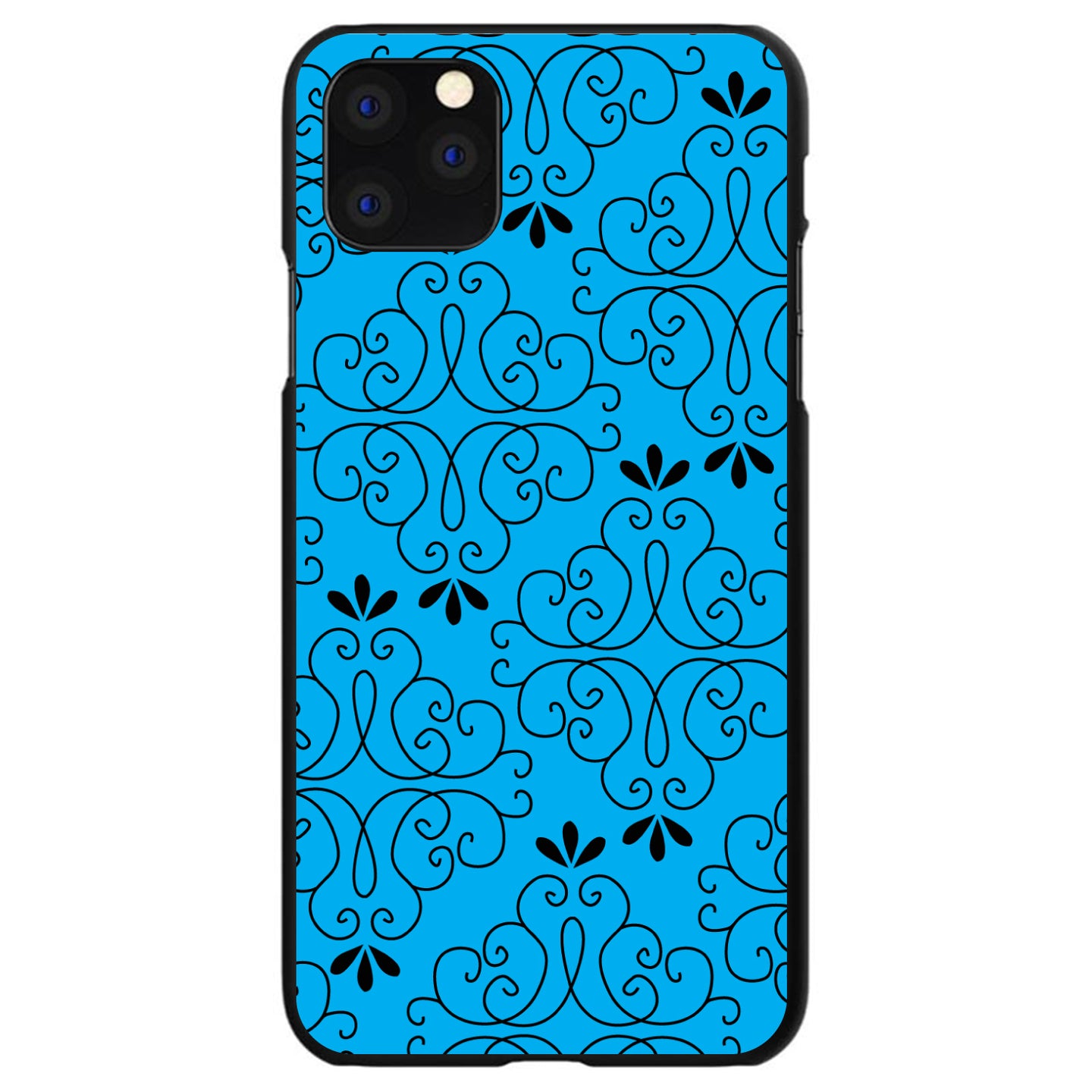 DistinctInk® Hard Plastic Snap-On Case for Apple iPhone or Samsung Galaxy - Blue Black Floral Pattern